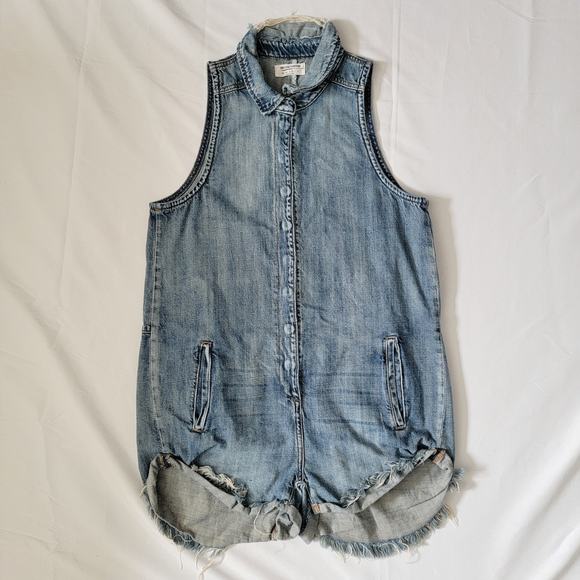 One Teaspoon Denim Braxton Playsuit Romper Sleeveless Distressed Size Medium - Picture 2 of 7